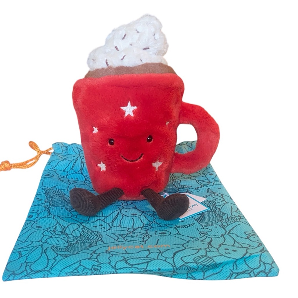 Jellycat AMUSEABLE HOT CHOCOLATE Soft Plush Toy NWT + Jellycat Dust Bag